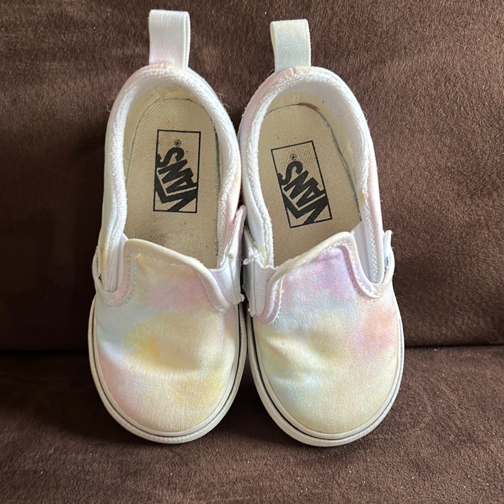 Vans Kids Slip-On Shoes White with Pastel Tie-Dye
